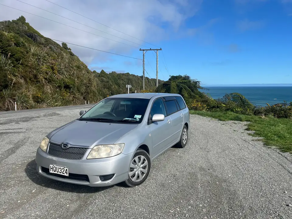 Parked at a coastal lookout above the sea