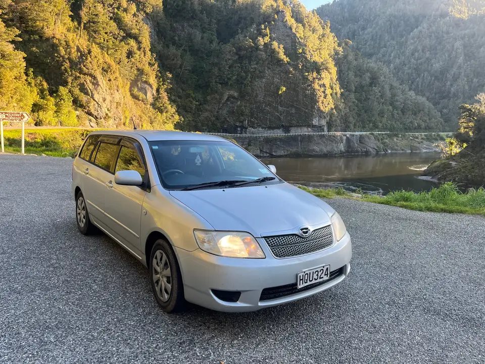 Parked in a river gorge in golden light