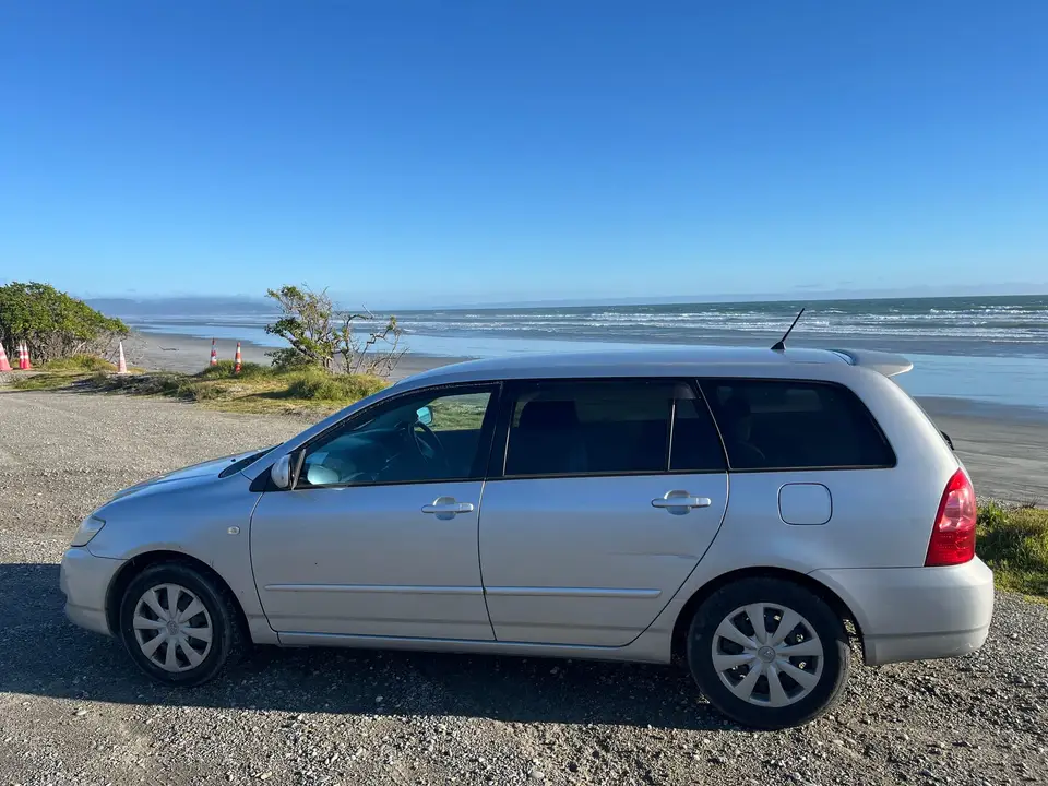 Side-on above the beach